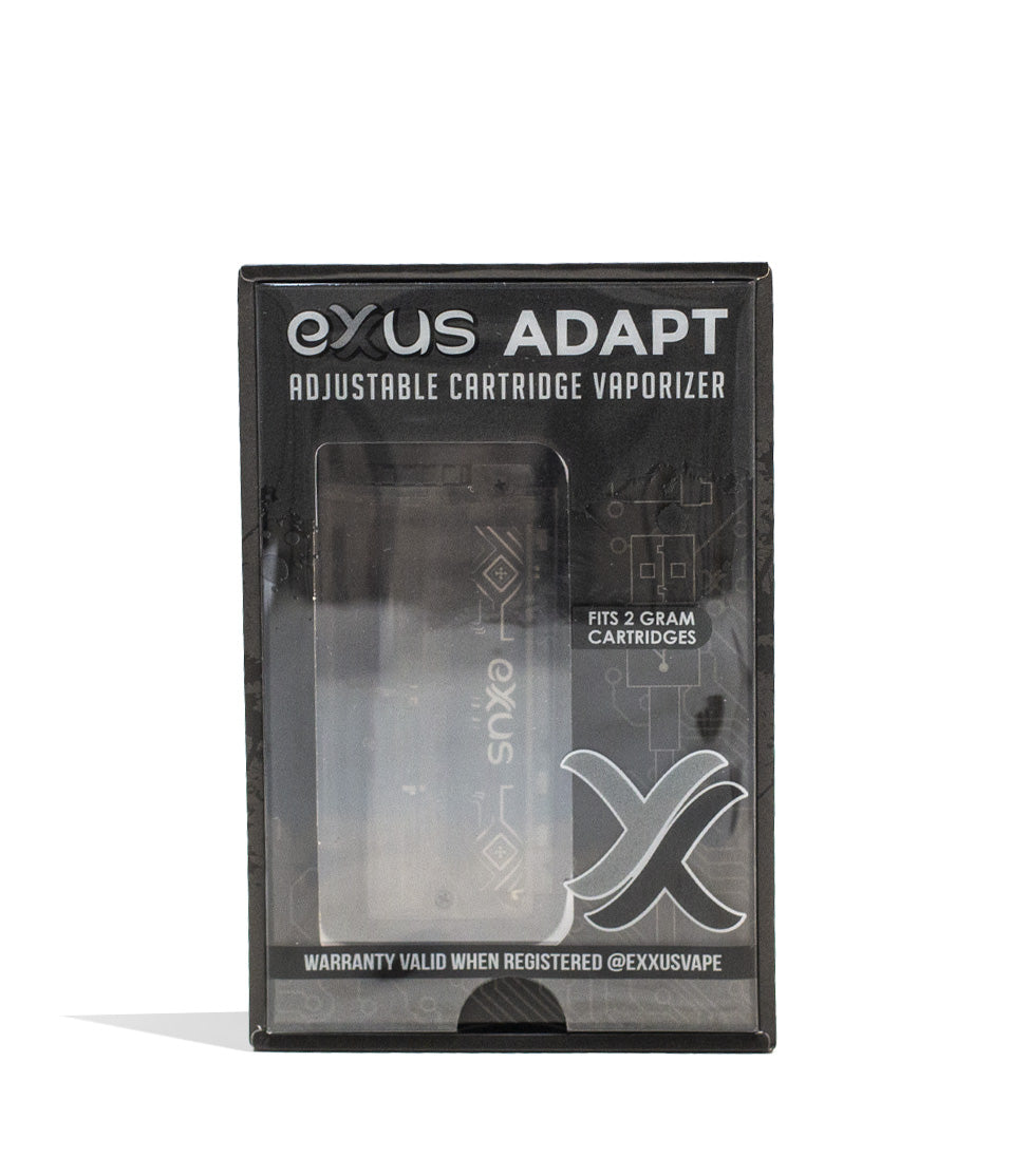 Black Exxus Vape Adapt Cartridge Vaporizer Packaging Front View on White Background